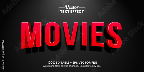 Red Movies text effect, Editable text effect photo