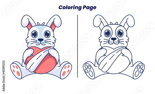 cute bunny love with coloring pages suitable for kids