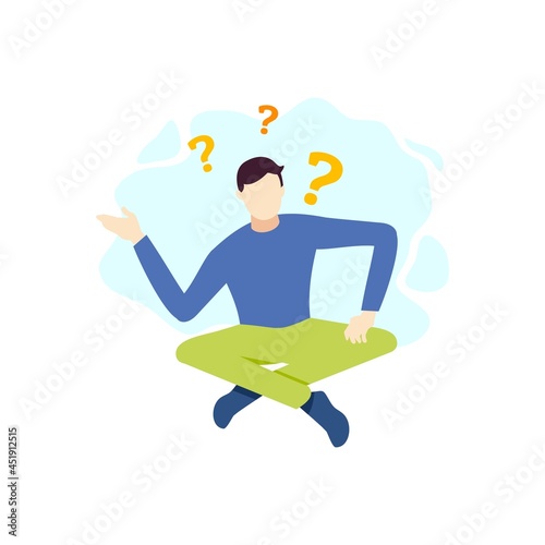 man sit confusion ask question thinking people character vector illustration flat design