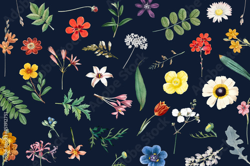 Floral pattern on blue background vector