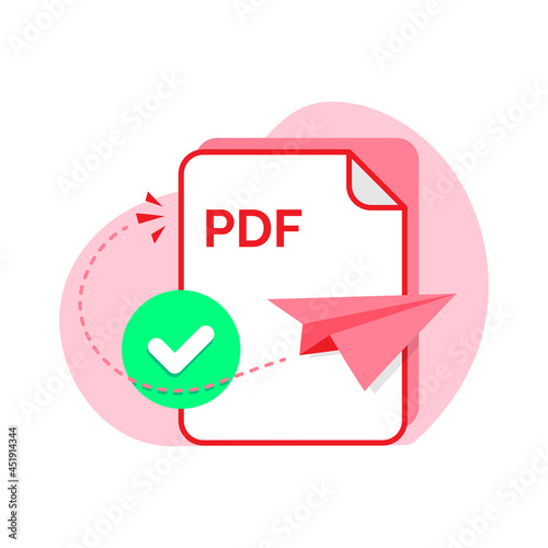 send with PDF format file concept illustration flat design vector eps10. simple, modern graphic element for landing page, empty state ui, infographic, icon