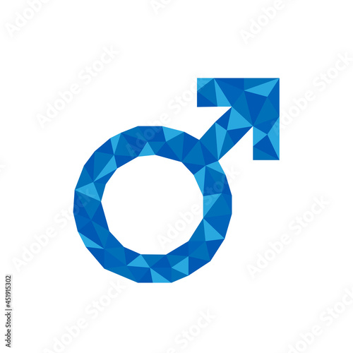 Polygonal geometric crystal male symbol suitable for logo, button, jewel, best award.
