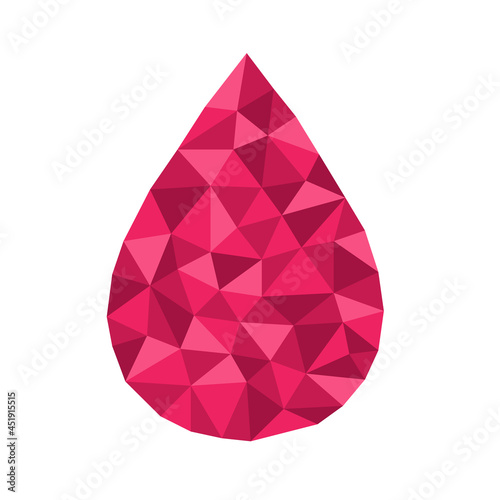 Polygonal geometric crystal water drop symbol suitable for logo, button, jewel, best award. 