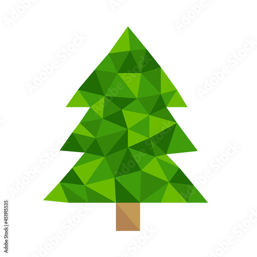 Polygonal geometric crystal Christmas tree symbol suitable for logo, button, jewel, best award. 