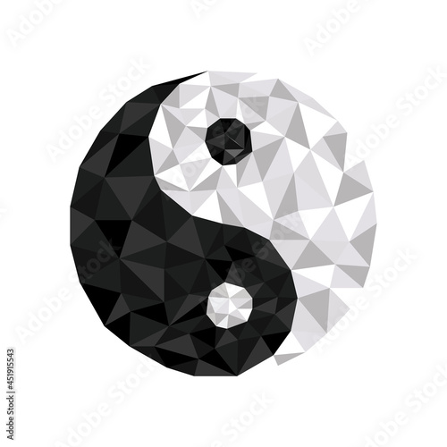 Polygonal geometric crystal yin yang symbol suitable for logo, button, jewel, best award.
