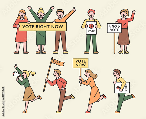 People who encourage voting. vector design illustrations.