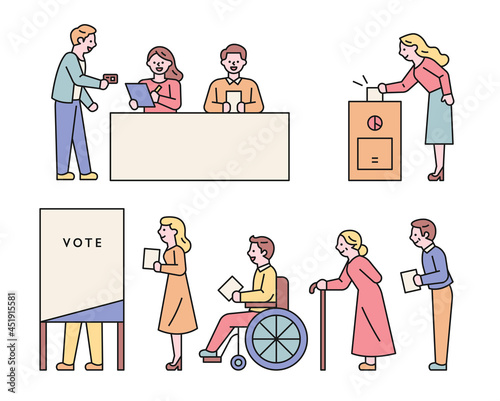 The order of voting at the polling place. vector design illustrations.