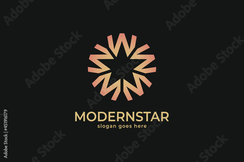 modern letter M star logo form circular, elegant minimal design vector graphic