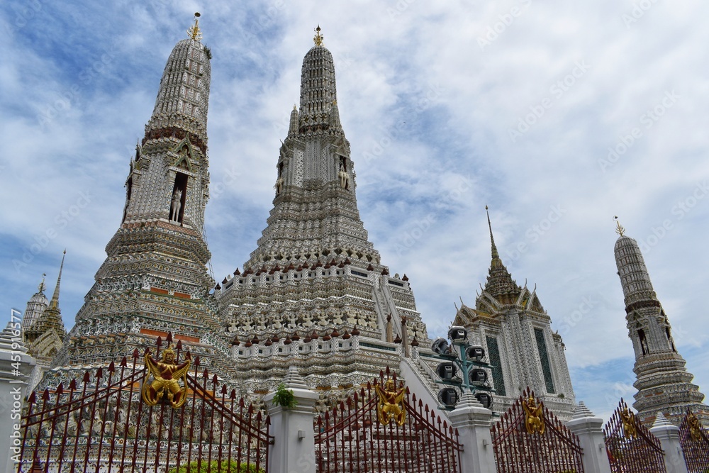 Phra Prang at Wat Arun, Beautiful tourist attraction in Bangkok, THAILAND. Regarded as the most elegant and outstanding art Constructed by skilled craftsmen.