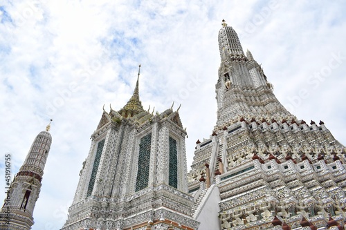 Phra Prang at Wat Arun, Beautiful tourist attraction in Bangkok, THAILAND. Regarded as the most elegant and outstanding art Constructed by skilled craftsmen.