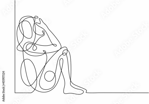 Sad girl continuous one lin...