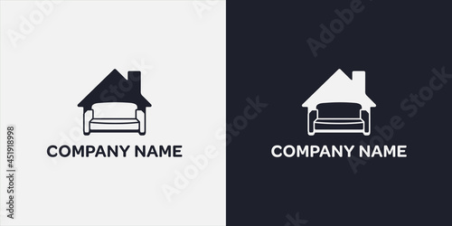 sofa on the background of a house with a triangular roof, negative space.