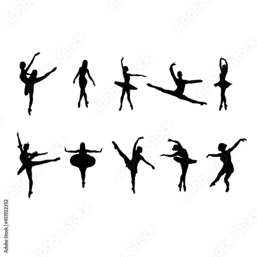 Ballet Single Dance Silhouettes vector. 10 files set eps & svg