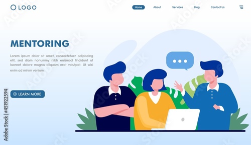 Team discussion, brainstorming concept, creative process. Flat vector illustration for banner