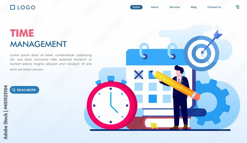 Business time management, deadline concept, planner, target and achievement, flat vector illustration banner