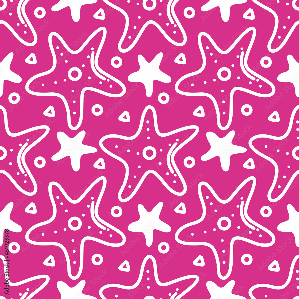 seamless starfish pattern doodles