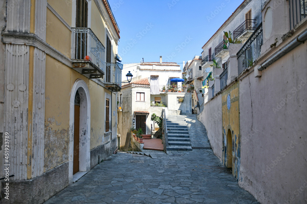 A narrow street in San Nicola Arcella, an old town in the Calabria region of Italy.