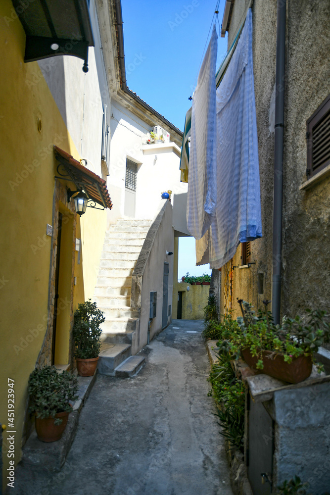 Naklejka premium A narrow street in San Nicola Arcella, an old town in the Calabria region of Italy.