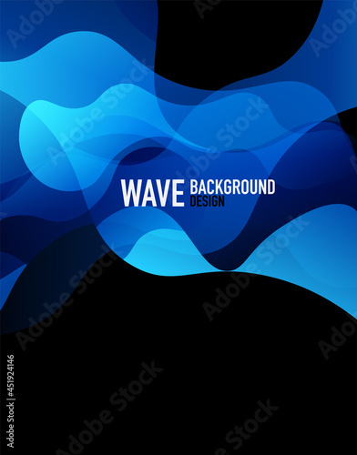 Vertical fluid gradient wave abstract background. Bright color waves in the dark. Vector Illustration For Wallpaper, Banner, Background, Landing Page