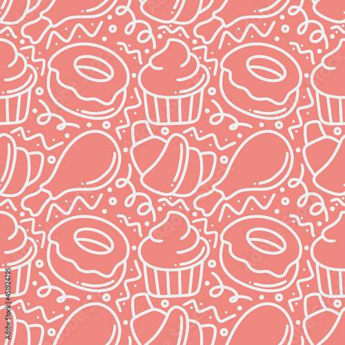 seamless pattern doodles of delicious food