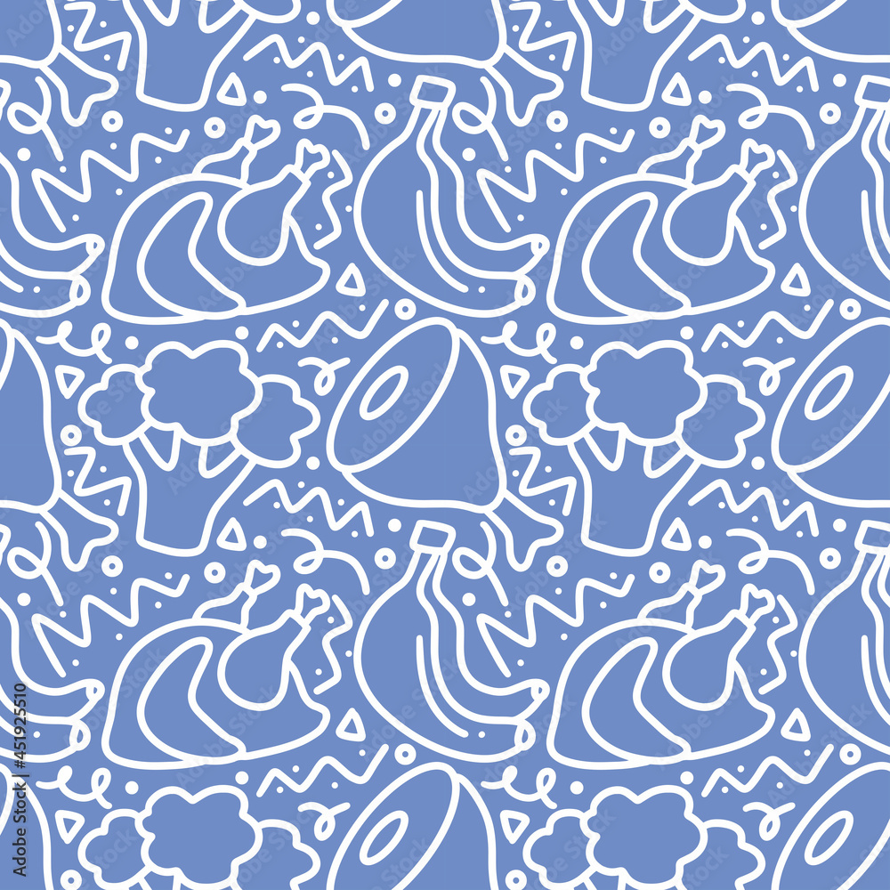 seamless pattern doodles of some food