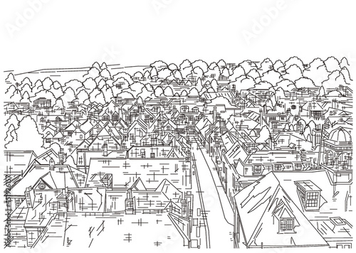 イギリスの田園風景・線画