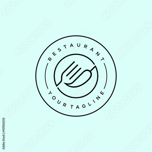 Modern restaurant logo design featuring spoon and fork line icons, combining clean, minimalist, and elegant elements to create a stylish and professional culinary brand identity.