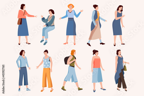 Set of Women Character Activity and Pose Collection