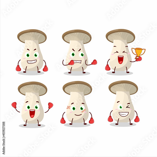 A sporty king trumpet boxing athlete cartoon mascot design
