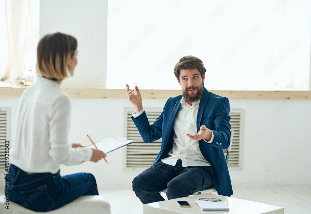 Fototapeta premium woman psychologist next to the patient communication problems consultation