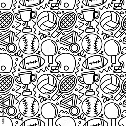 seamless doodles of sports elements