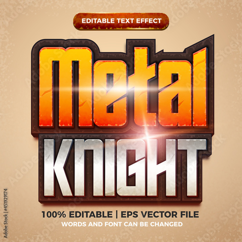 metal knight editable text effect cartoon comic game title style