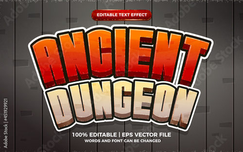 ancient dungeon editable text effect cartoon game 3d style