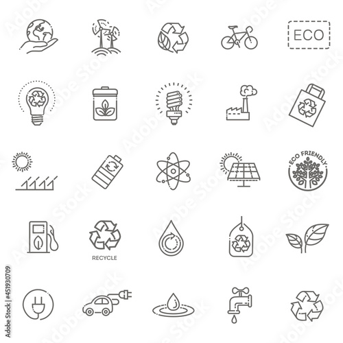 Simple Set of Eco Related Vector Line Icons