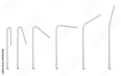 Biodegradable eco friendly white paper drinking straw mockup isolated on white background