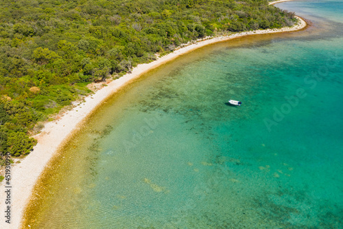 Amazing Adriatic coast in Croatia. Turquoise lagoon beach on Dugi Otok island, beautiful Mediterranean landscape.