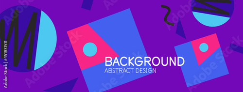 Abstract background. Blocks, lines, triangles, circles composition. Techno or business concept for wallpaper, banner, background, landing page