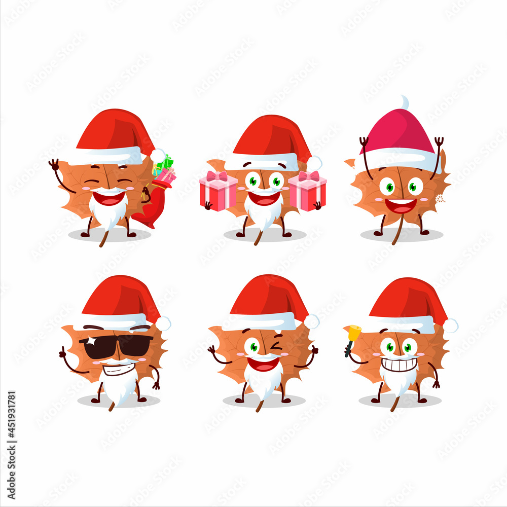 Santa Claus emoticons with maple Leaf cartoon character Santa Claus emoticons with maple Leaf cartoon character