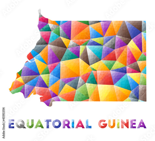 Equatorial Guinea - colorful low poly country shape. Multicolor geometric triangles. Modern trendy design. Vector illustration.