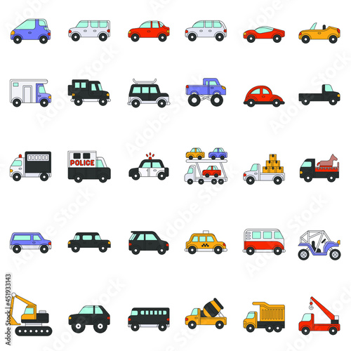 City vehicles flat icon color collection set © Abhishek