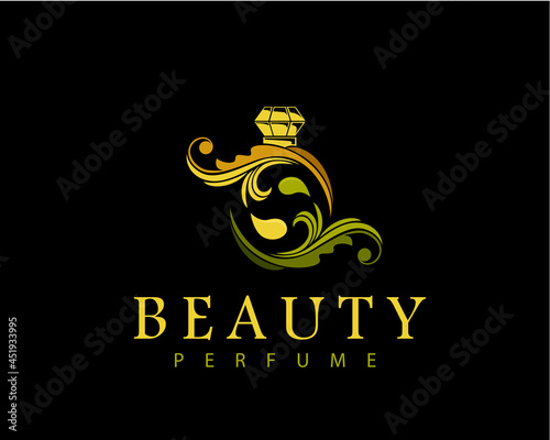 florist bottle perfume elegant logo template illustration