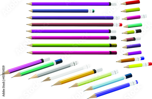 a set of pencils of different colors and sizes