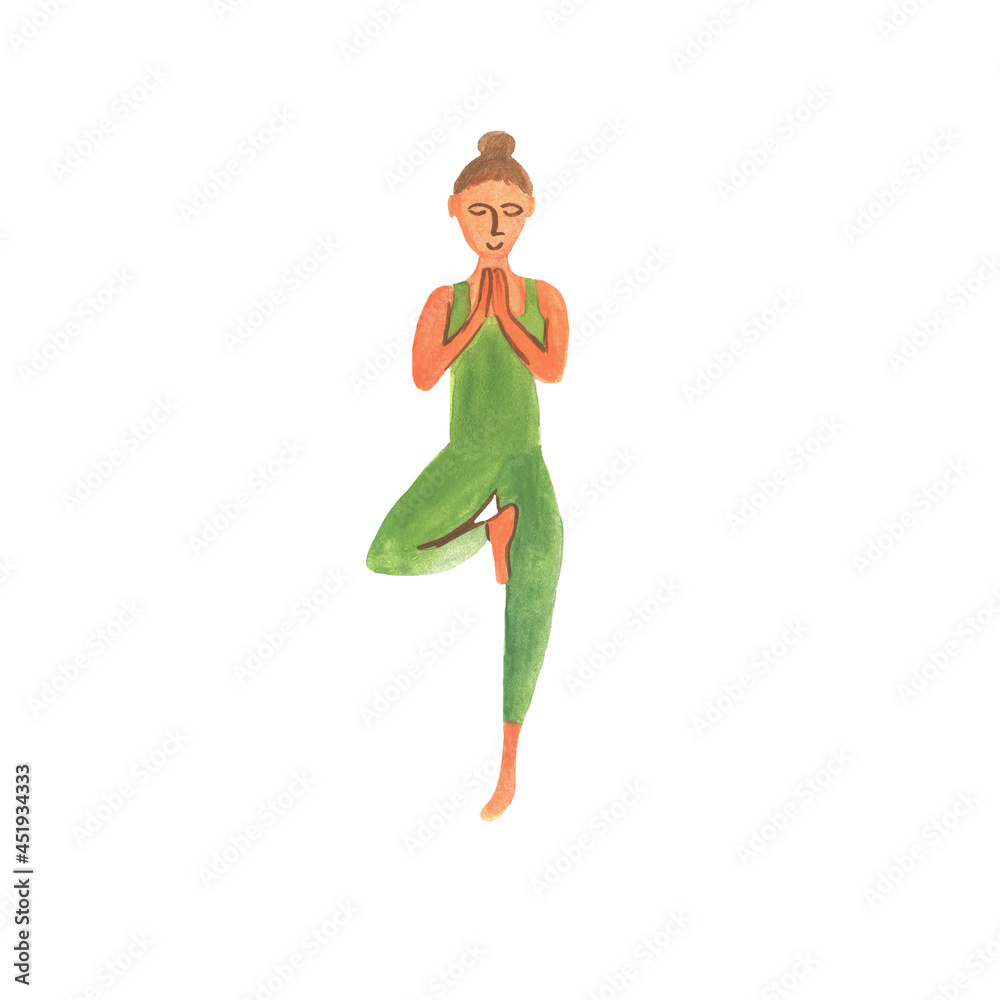Woman does yoga on white background Woman does yoga on white background