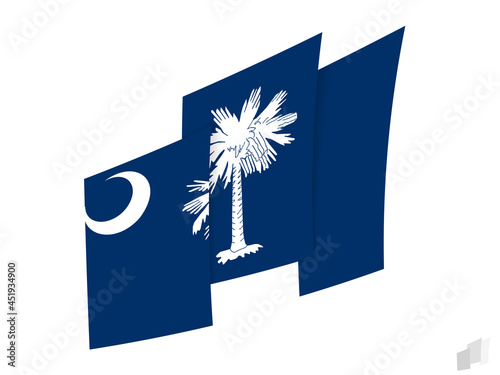 South Carolina flag in an abstract ripped design. Modern design of the South Carolina flag.