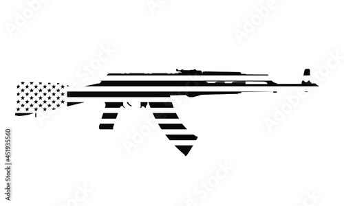 AK 47 Rifle American Flag Silhouette photo