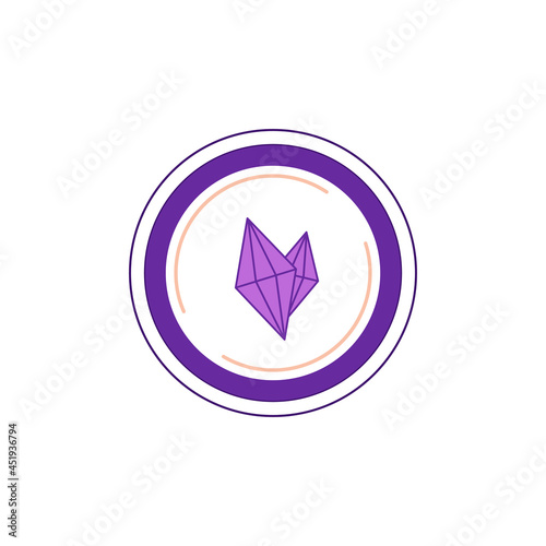 Crystals in a circle, an emblem, an icon of precious stones in purple shades. For a blog, website, social networks as a sign of clairvoyance, supernatural knowledge, spiritual perfection, creativity 