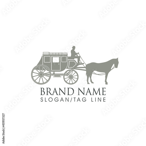 Old Carriage Wagon Logo Concept.