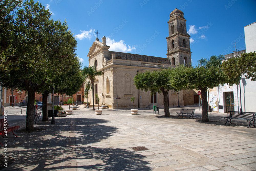 Obraz premium San Donaci, Salento, Apulien, Italien, Rathaus, Kirche, Stadtzentrum