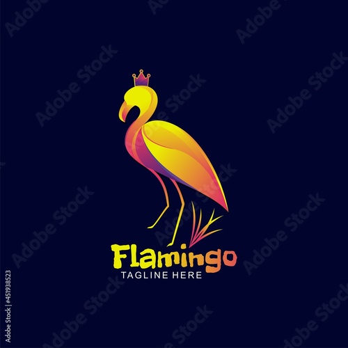 Flamingo logo in modern color for t-shirt design and brand name