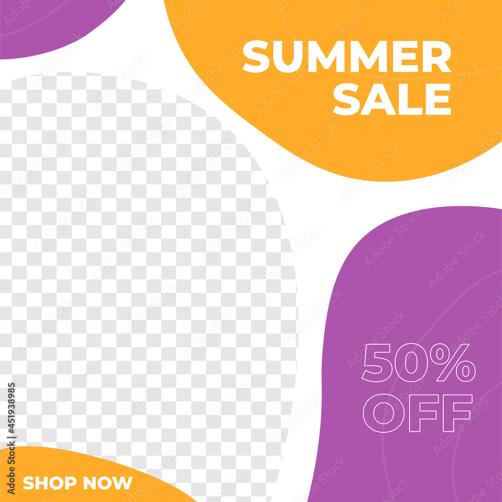 Summer sale discount feed design social media post template